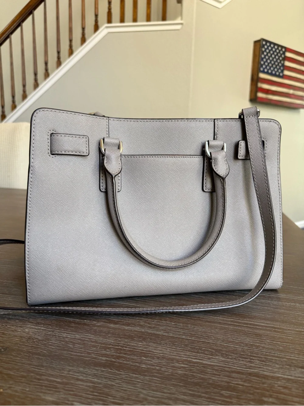 Michael Kors Women's Saffiano Leather Satchel Handbag - Grey